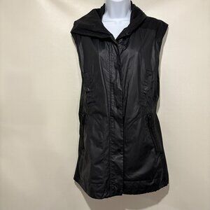 Vince Camuto M Black Nylon Cotton Hooded Sleeveless Rain Vest Jacket